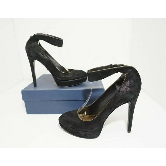 Pour La Victoire Avi Black Suede Women's Platform High Heels Pumps US 9 M $250 - Picture 1 of 9